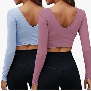 NWT Black LooVoo Workout Wrap Crop Top for Yoga